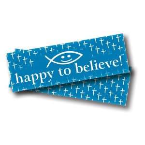  Happy to Believe! Christian Fish Bookmark (Blue Crosses 
