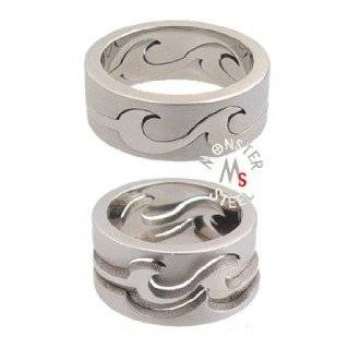 WIDE Modern Grooves Band Stainless Steel Ring Size 6 12