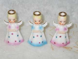 Vintage Christmas Shafford Ceramic Angel Place Card Candle Holders IOB 