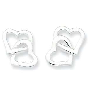   : Sterling Silver Polished Intertwined Hearts Post Earrings: Jewelry