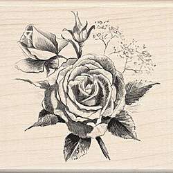 Inkadinkado Wood mounted Roses Rubber Stamp  Overstock