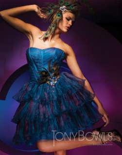 Tony Bowls TS11156 Blue Peacock Cocktail Dress 0  