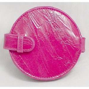 Ann Taylor Round Leatherette Pocket Mirror ~ Pink