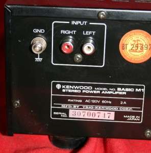 KENWOOD BASIC M1 STEREO POWER AMPLIFIER S/N 0747  