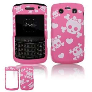 White/Pink Skulls Design Hard Faceplate Case for BlackBerry Bold 9700 