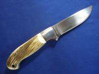 SCHRADE KNIFE SHD1 8 INCH FIXED BLADE STAG HANDLE W/ LEATHER SHEATH 