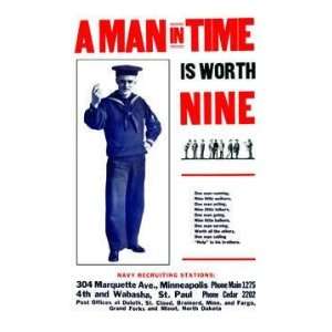  Exclusive By Buyenlarge A man in time is worth nine 12x18 
