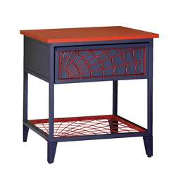 Blue and Red Metal Spiderweb Youth Nightstand  