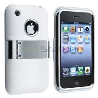   Hard Case Stand Cover W/ Chrome+Film For Apple iPhone 3G 3GS  