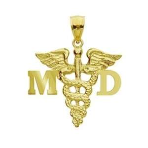  NursingPin   Medical Doctor MD Pendant in 14K Gold Jewelry 