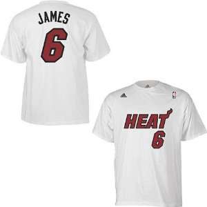 Mens Miami Heat #6 LeBron James White Game Time Name & Number Tshirt 