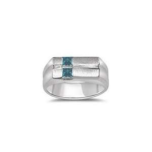  0.38 Cts Blue Diamond Mens Solid Back White Gold Ring 7.5 