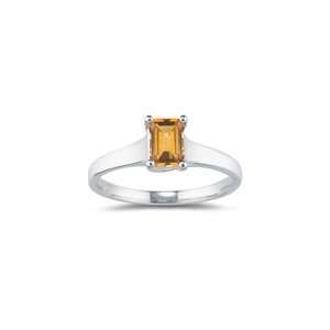  0.36 Ct Citrine Solitaire Ring in 18K White Gold 9.5 