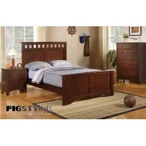  Full Size Bed W/ Cut Out Design Headboard in Brown Finish 