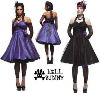 Gothic Hell Bunny Purple Black Harmony Satin Punk Tattoo Formal Prom 