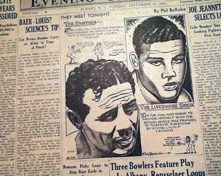 Early JOE LOUIS vs Max Baer Boxing Fight 1935 Newspaper  
