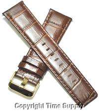 24 mm BROWN LEATHER WATCH BAND CROCO WITH SPRING BARS  