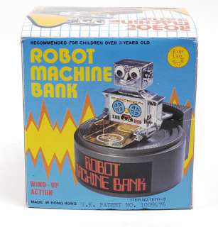 Everlast Toys 1980s ROBOT MACHINE BANK Coin Wind Up & Original Box 