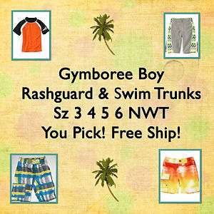 Gymboree Swim Shop Boys Rashguard Swim Trunks Sz 3 4 5 NWT U Pick 
