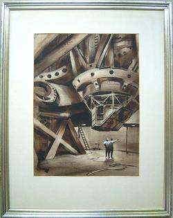 REX BRANDT Signed 1969 Watercolor The Hale Telescope  
