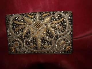 Vintage velvet and gold embroidered made in india purse CLUTCH  