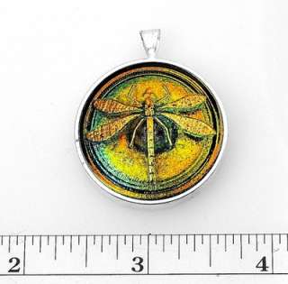 Goddess Luminous Vintage Dragonfly Czech Glass Pendant  