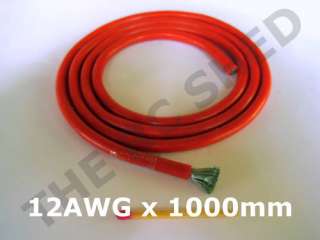 RC LIPO BATTERY SILICONE WIRE 12 AWG 125A RED by Metre  