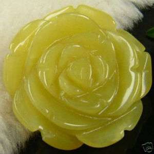 YNA224 Natural lemon jade carved rose pendant amulet  