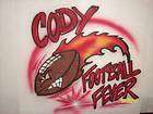 airbrush football with flame t shirt personalized returns accepted 