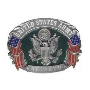  US Army Retired Pewter Belt Buckle 