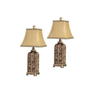 Harris Marcus Home H10692S2 Gold Golden Foliage Lamp Sets 