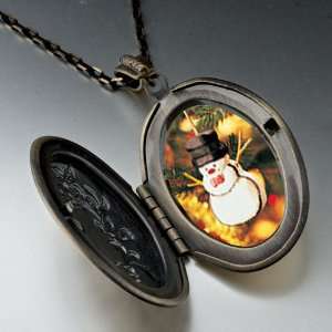   Snowman Ornament Photo Locket Pendant Necklace Pugster Jewelry
