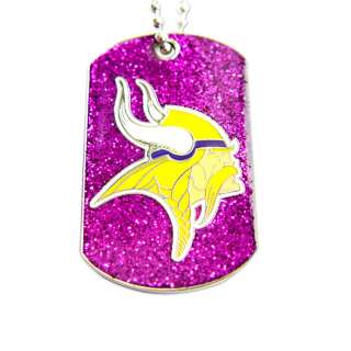 Show your team spirit with a Minnesota Vikings glitter dog tag 