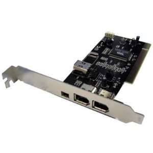  HDE (TM) PCI FireWire IEEE 1394 3 + 1 Port Card + 4/6 Pin 
