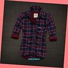 NWT HOLLISTER Bettys Plaid Button Down Shirt Top Navy Red ~ Size SMALL