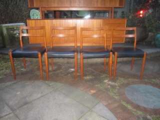 GORGEOUS SET OF 4 SOLID TEAK SCULPTURAL DANISH MODERN DINING CHAIRS 
