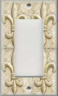   Switch Plate Cover   French Fleur De Lis   Aged Stone Image   Cream