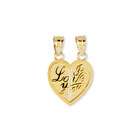 VistaBella 14k Solid Gold Split Heart I Love You Romantic Pendant