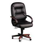   Pillow Soft Wood Series Executive High Back Chair, Mahogany/Black