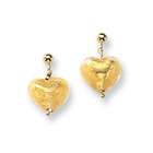 goldia 14k Gold Murano Glass Heart 3.00mm Ball Post Earrings