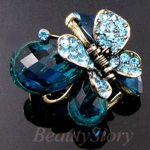   FREE SHIPPING 1p rhinestone crystal Antiqued butterfly hair claw clip