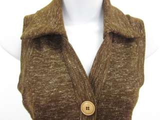 DESIGNER Brown Sleeveless Button Up Sweater Vest Sz 2  