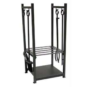   By UniFlame Black Wrought Iron Log Rack With Tools