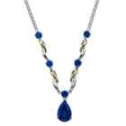 SG Lab Created Sapphire Teardrop Necklace. 14k Yellow Gold and 