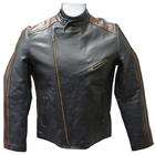 Amerileather Dual Leather Stripe Motorcycle Jacket   Large