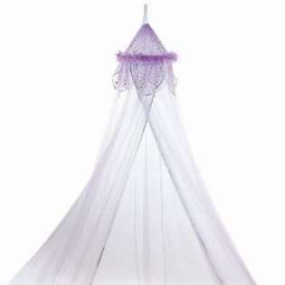   Feather Metallic Moon and Star Trimmed Girls Bed Canopy at 