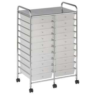   20 Drawer Double Wide Mobile Organizer   Color White 