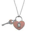  Rhodiumplated Silver and Pink Enamel Lock and Key 