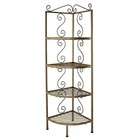 Grace 18 Curved Wrought Iron Corner Bakers Rack   Metal Finish Sand