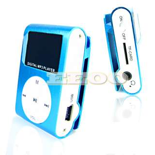 USB Flash Disk 4GB Mini Clip Gift MP3 Player with LCD Screen Blue 